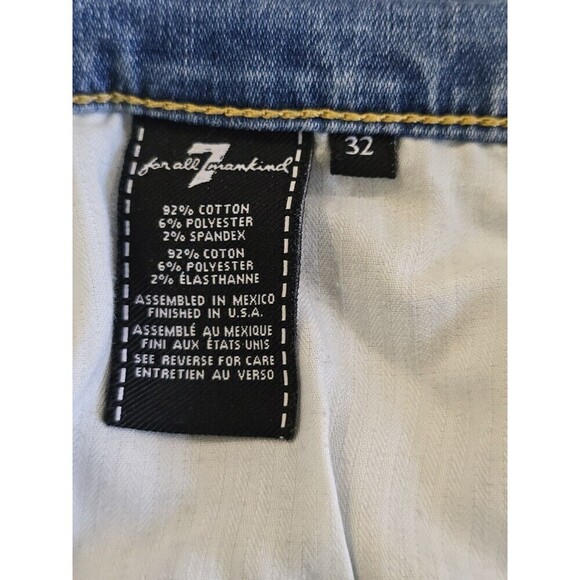 7 For All Mankind The Ankle Skinny Jean Womens Size 32 Raw Hem Slit Medium Wash - Picture 4 of 12